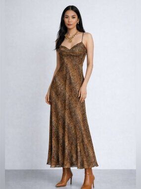 Lane’s Vintage Animal Print Satin Slip Dress
